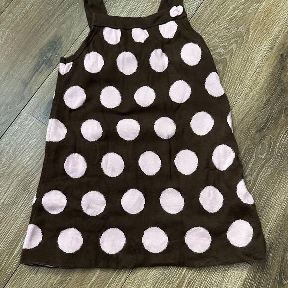 Girls Gymboree Sweeter Than Chocolate Pink & Brown Polka Dot Sweater Dress 4T - Picture 1 of 2